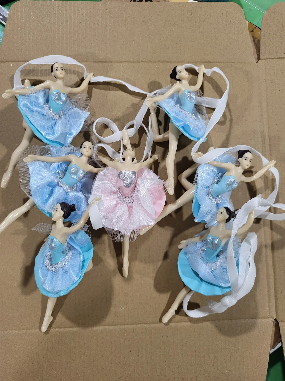 Ashland Ballerina Garland Ornaments in Light Blue and Pink
